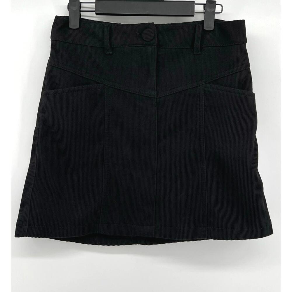 House of Harlow 1960 | Black Corduroy Mini Skirt Lined Dark Academia Size S